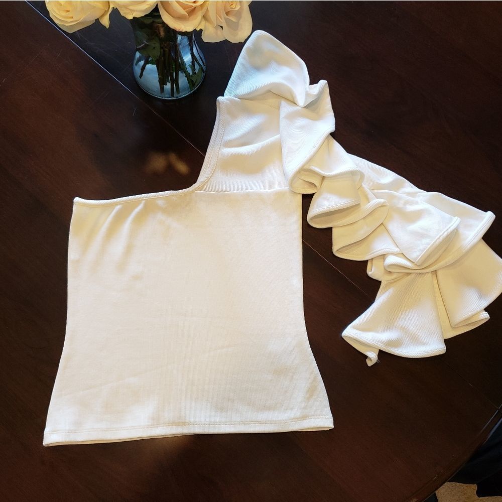 Beaufille Electra One Shoulder Ruffled Ribbed Top - Picture 6 of 8